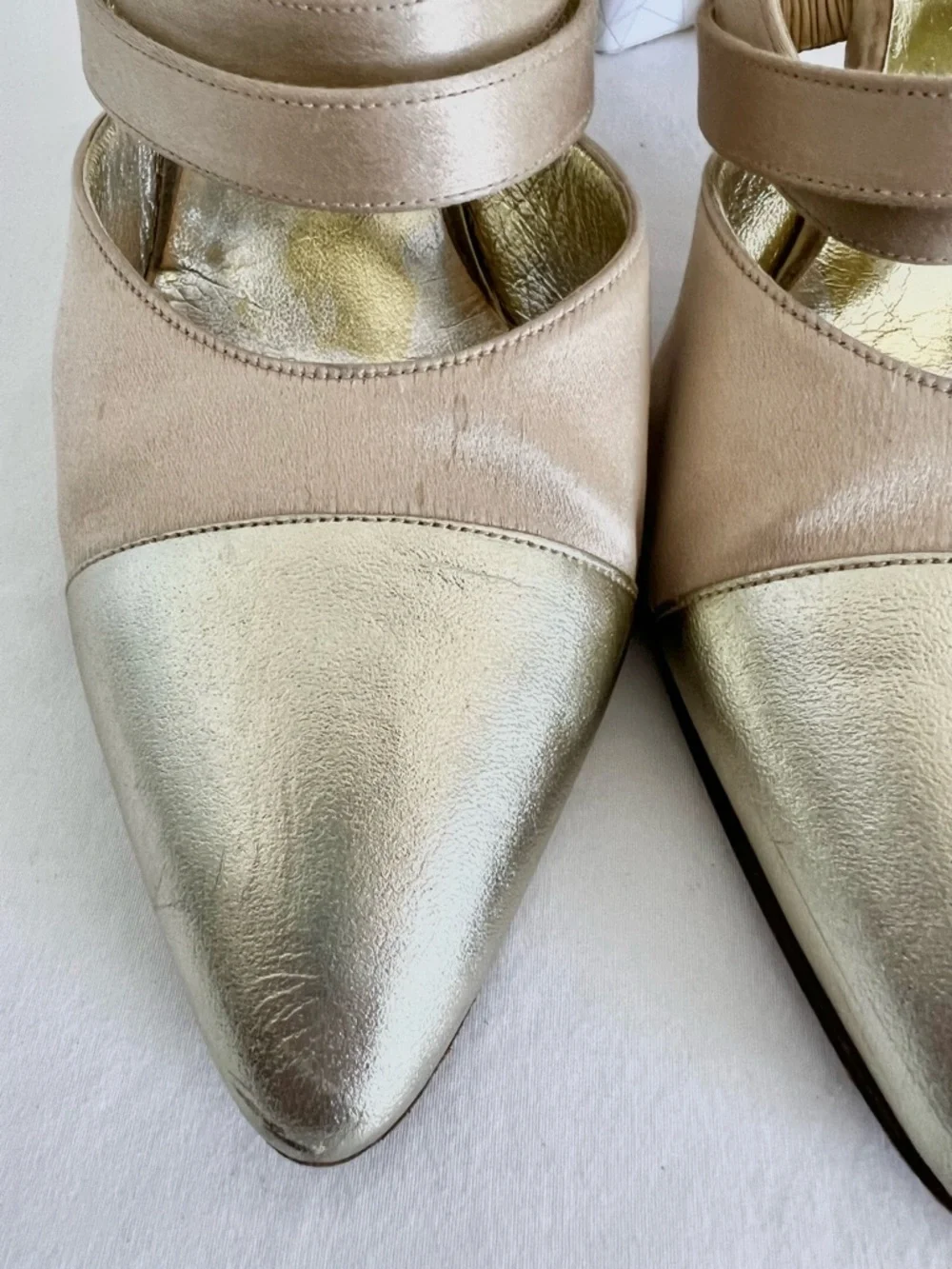 Chanel Dual Strap Satin Mules Vintage